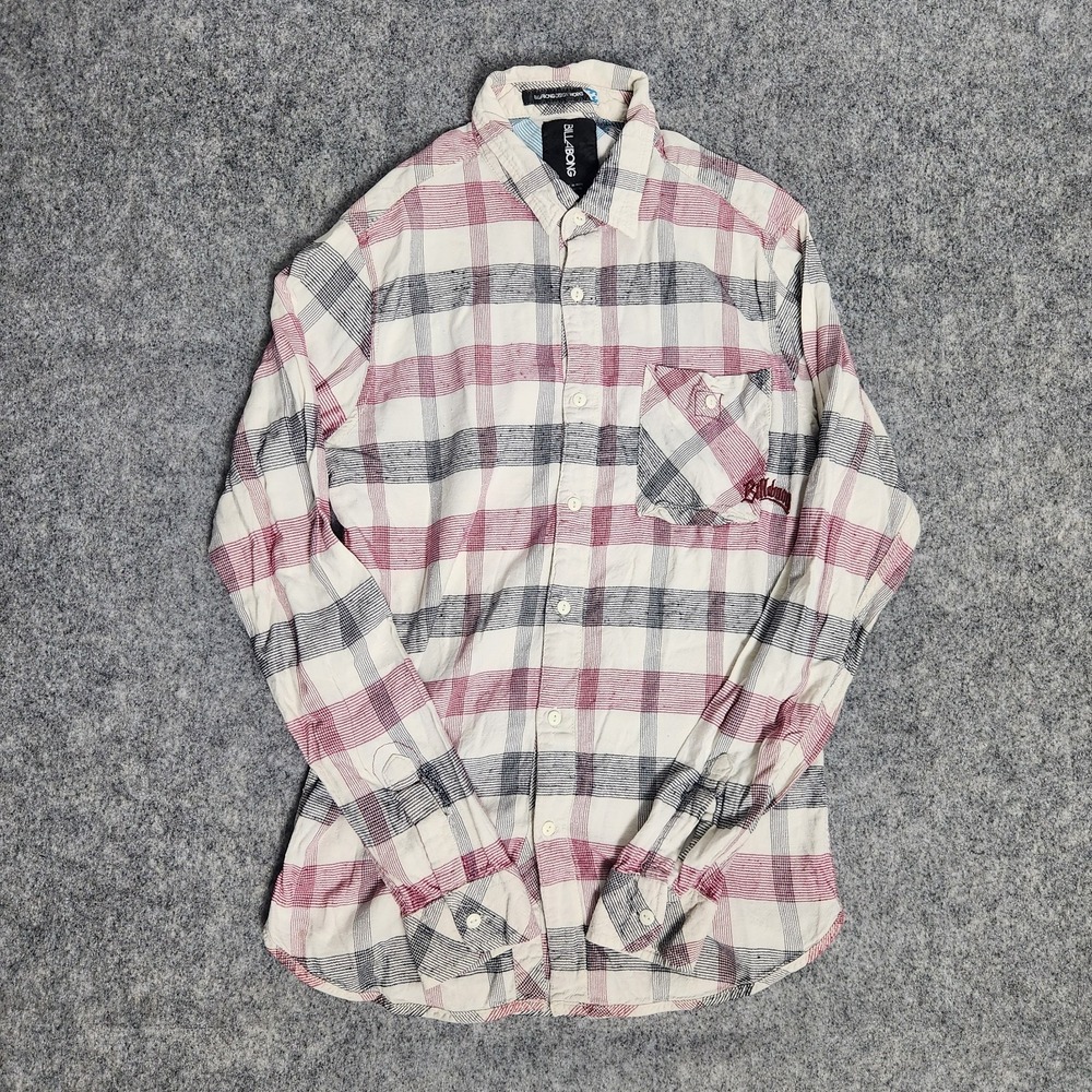 Billabong Button Down Shirt‎ Men M Multicolor Madras Plaid Long Sleeve Beach